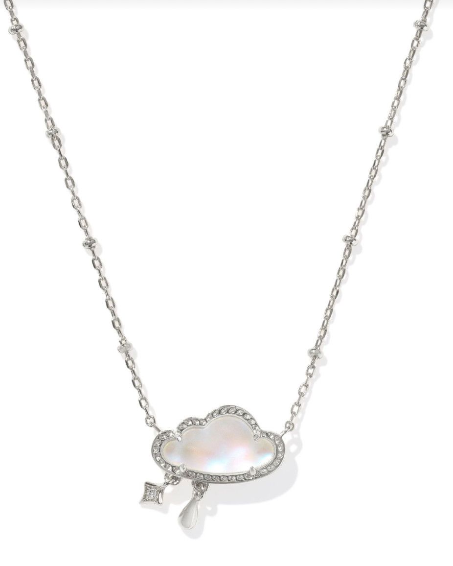 The Celeste Cloud Pendant Necklace Matte Dichroic Glass, Color: Silver