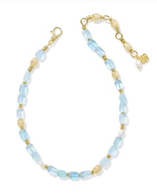 The Melody Beaded  Gold Aquamarine Strand Necklace