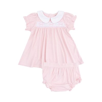 Classic Pink Smocked Dress + Bloomer