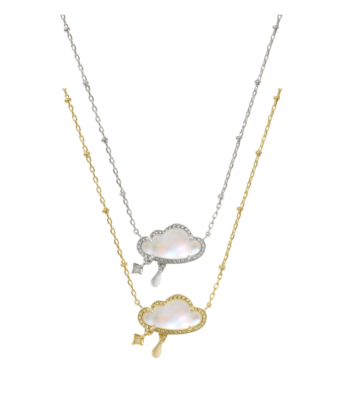 The Celeste Cloud Pendant Necklace Matte Dichroic Glass