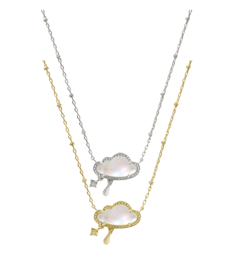 The Celeste Cloud Pendant Necklace Matte Dichroic Glass