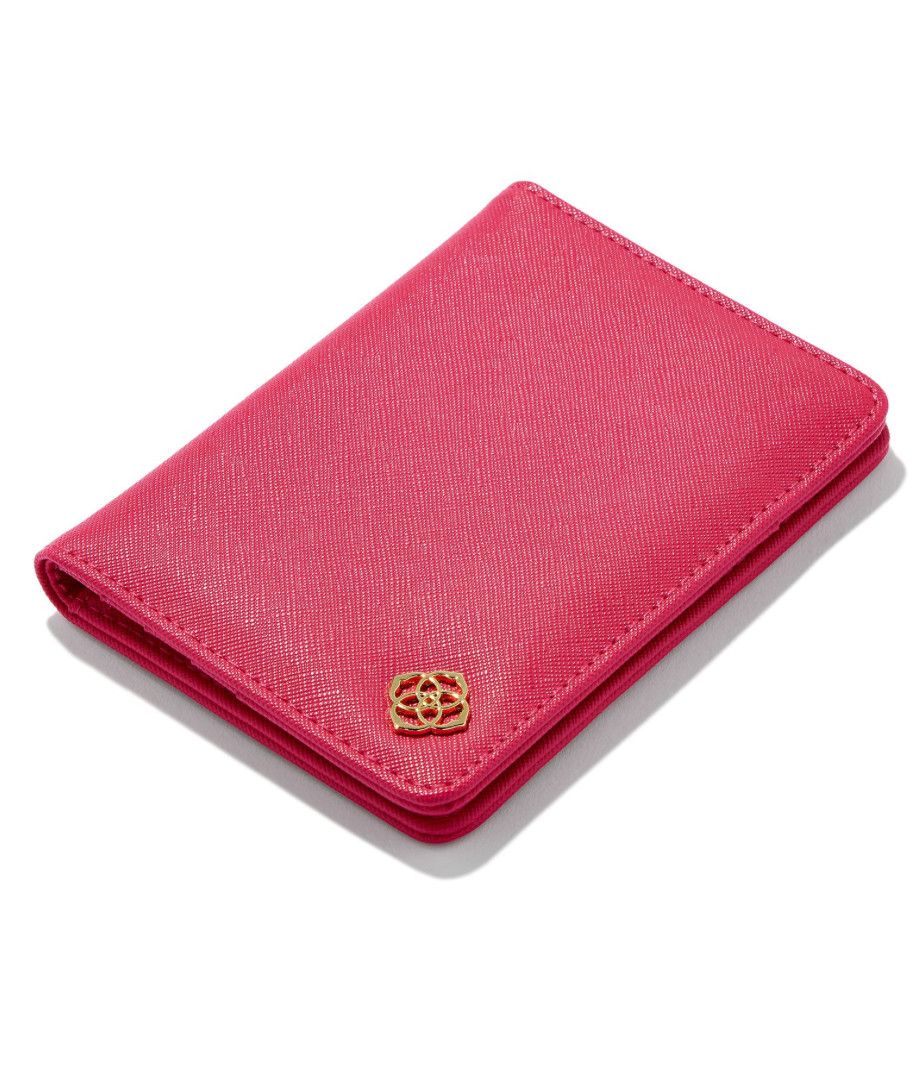 Kendra Scott Leather Passport Holder, Color: Gold Hot Pink