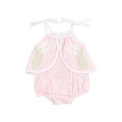 Applique Sunsuit  Pink Gingham