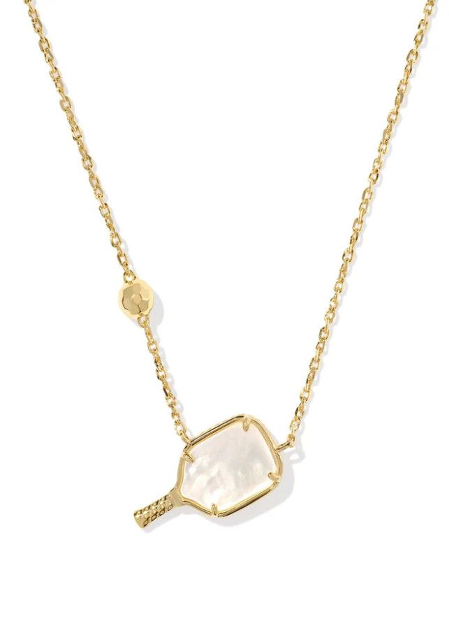 The Pickleball Necklace in Ivory Mother of Pearl, Color: Gold