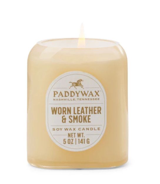 Nashville Tan Glass Candle | Worn Leather + Smoke 5oz