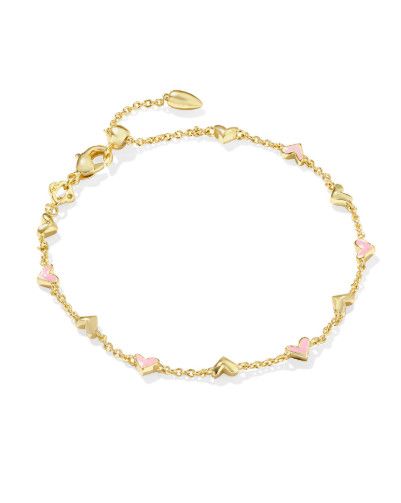 The Haven Delicate Chain Bracelet Gold Pink Enamel