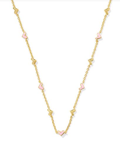 The Haven Strand Necklace Gold Pink Enamel