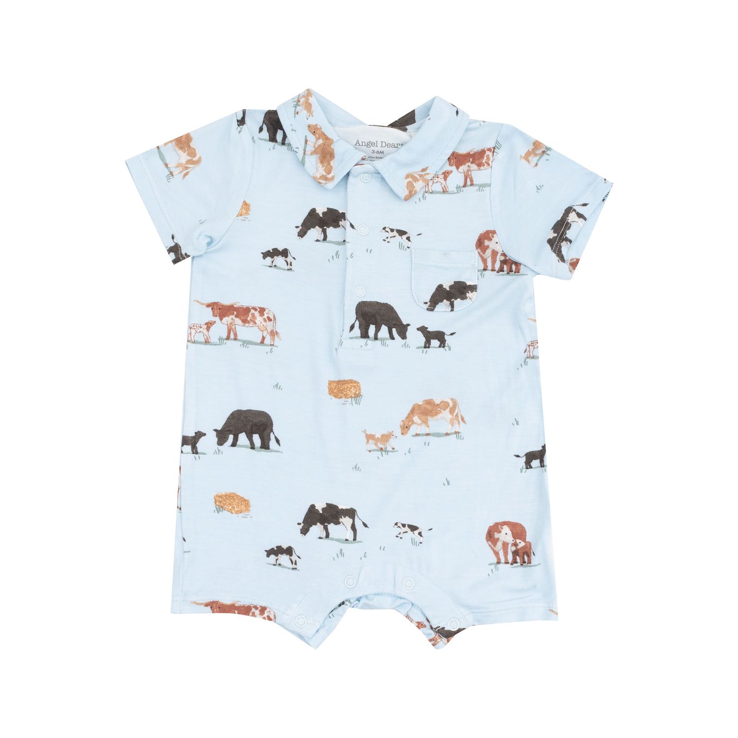 Cow Family Polo Shortie, Color: Blue, Size: 3-6M