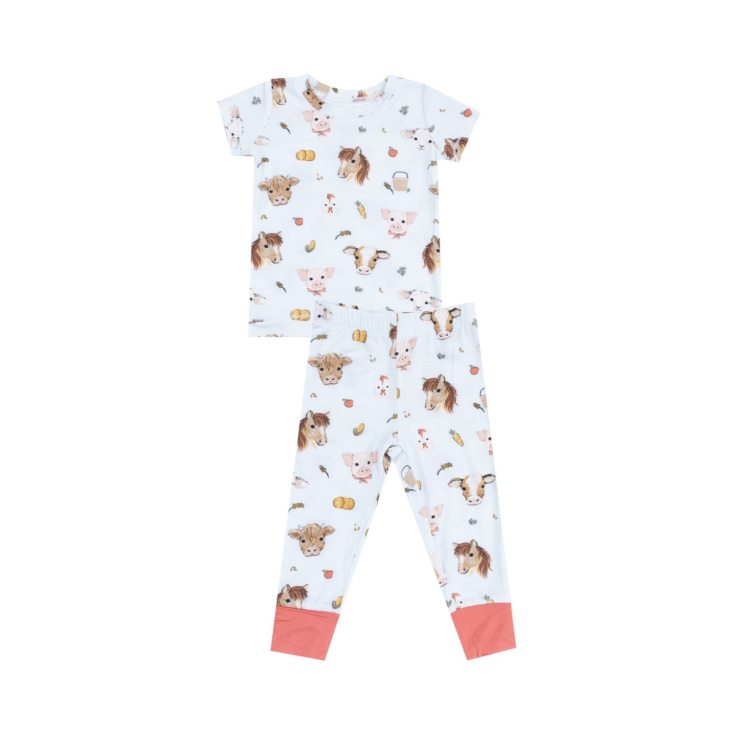 Vintage Animal Faces Loungewear Set, Color: Blue, Size: 6-12M