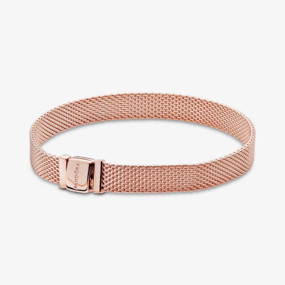 PANDORA™ Rose Gold Reflexions™ Mesh Bracelet, Size: 16