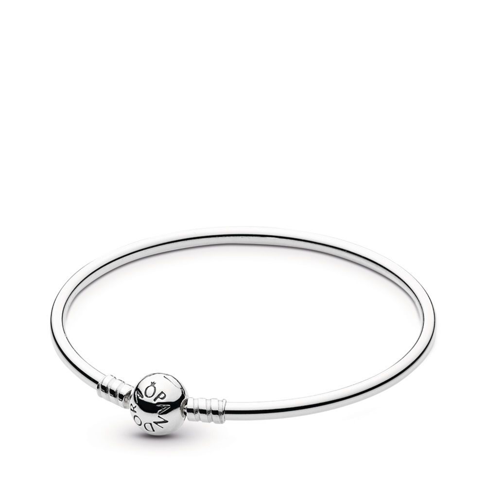 Pandora Moments Silver Bangle Bracelet, Size: 17