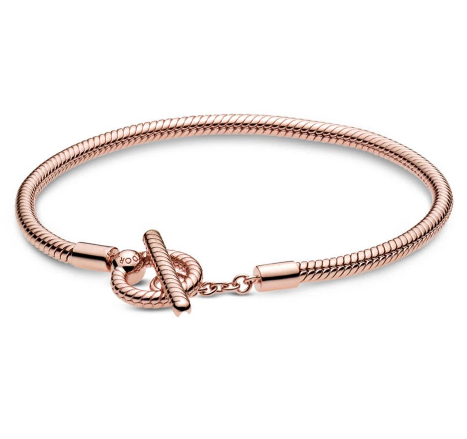 PANDORA™ Pandora  Moments Rose Gold  T-Bar Snake Chain Bracelet