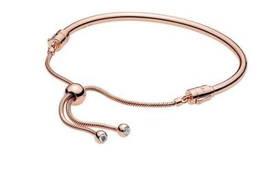 PANDORA™ Rose Gold Sliding Bangle Bolo Bracelet with Clear Zirconia