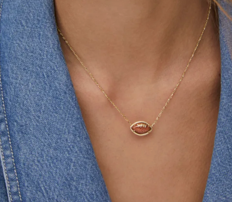 The Football Necklace in Orange Goldstone