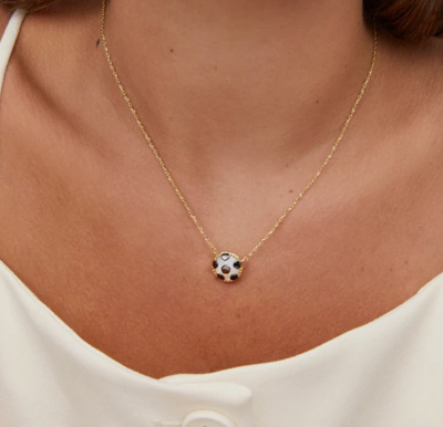 The Soccer Pendant Necklace in Ivory Mother of Pearl