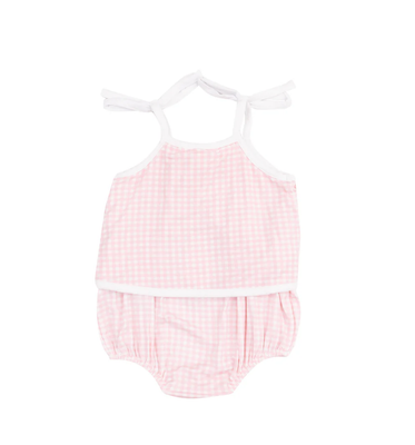 Applique Sunsuit  Pink Gingham