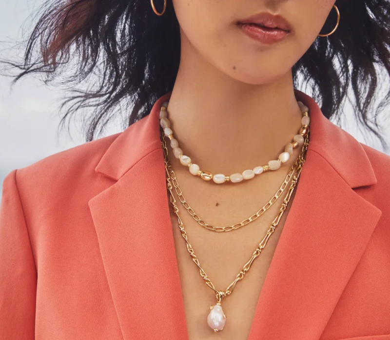 The Melody Small Long Pendant Necklace Freshwater Cultured Pearl