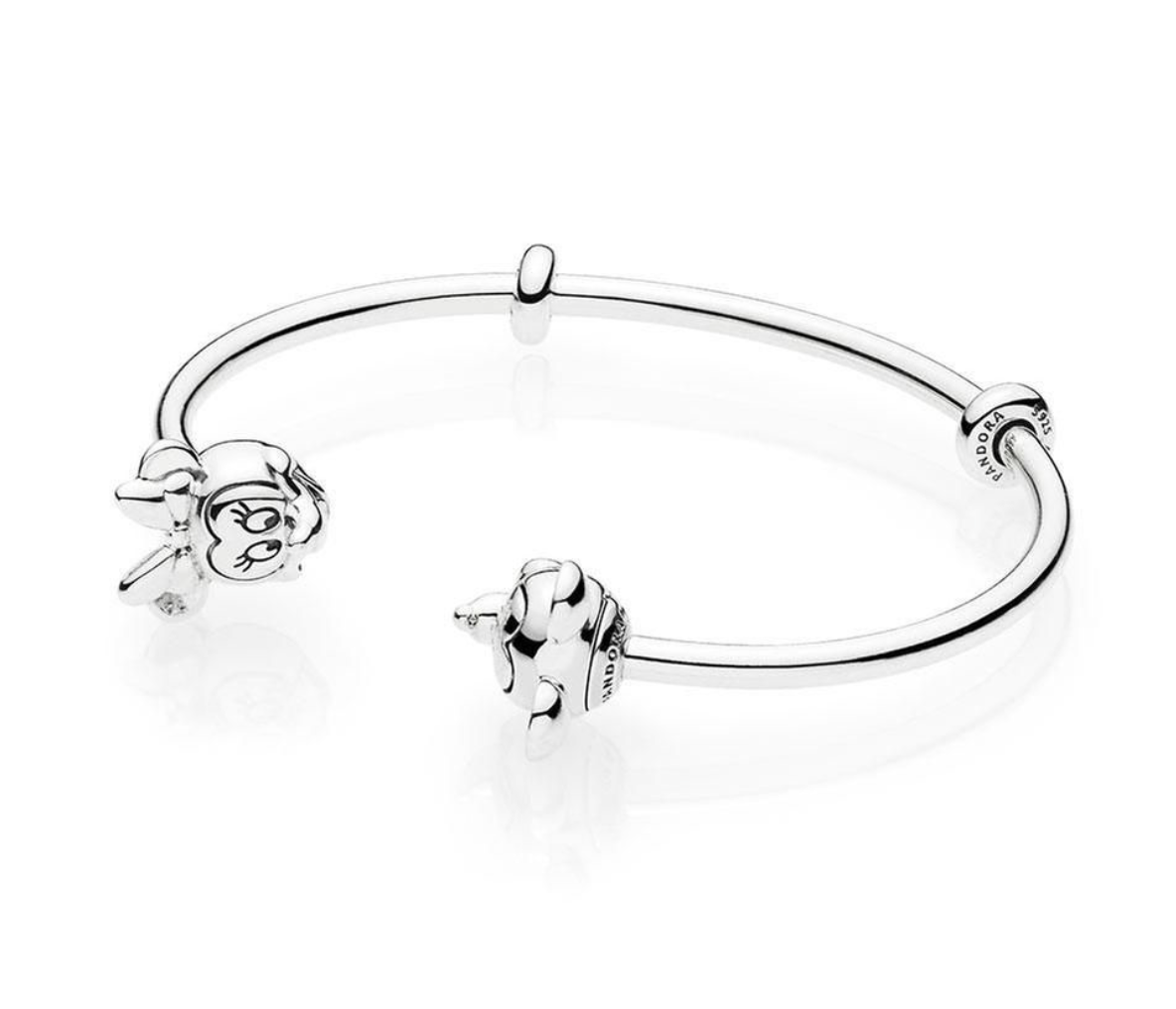 PANDORA™ Disney Mickey + Minnie Sterling Silver Open Bangle