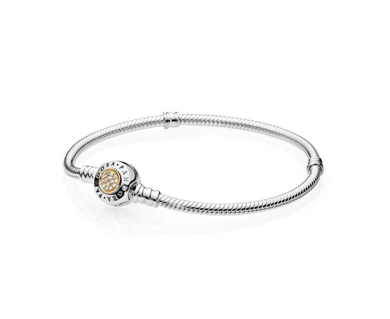 PANDORA™ Signature Sterling Silver Bracelet CZ with 14K Gold