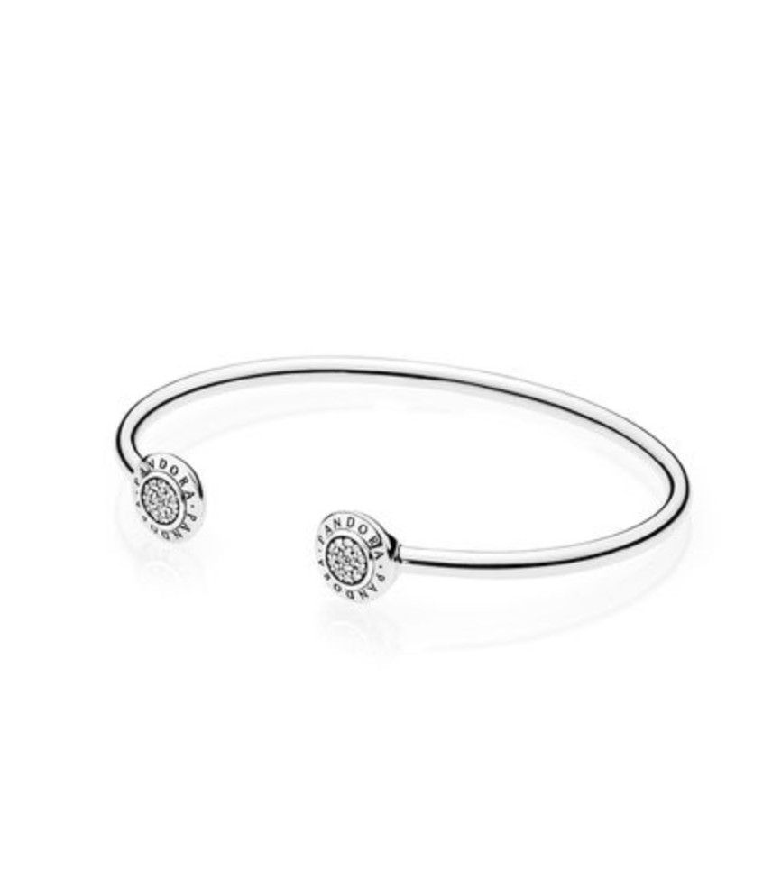 PANDORA™ Signature Sterling Silver Bangle Bracelet, Size: 1
