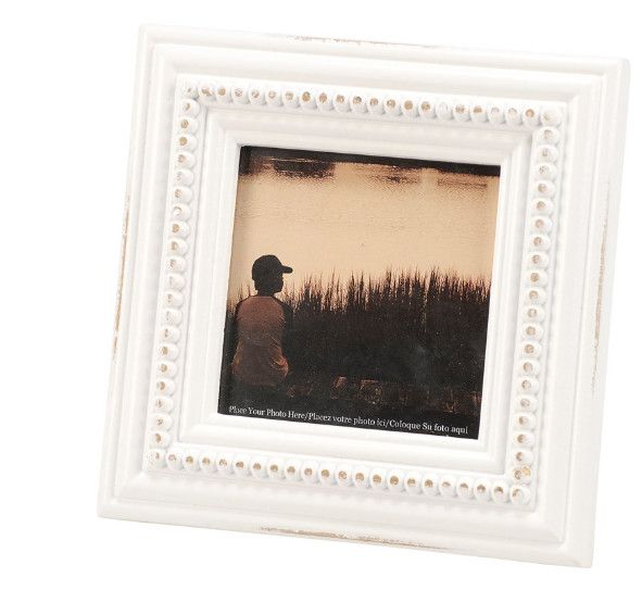White Beaded Square Photo Frame