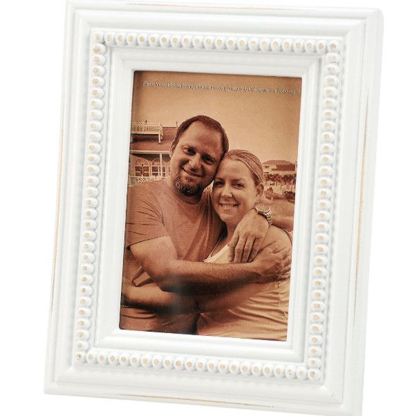White Beaded Photo Frame
