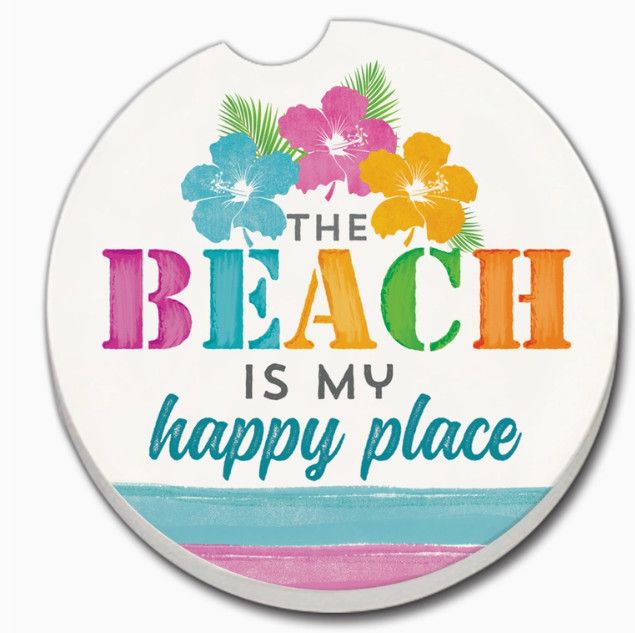 The Beach Is My Happy Place Car Coaster