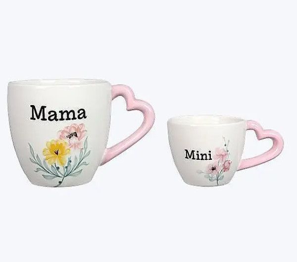 Ceramic Floral Mama + Mini Mug Set