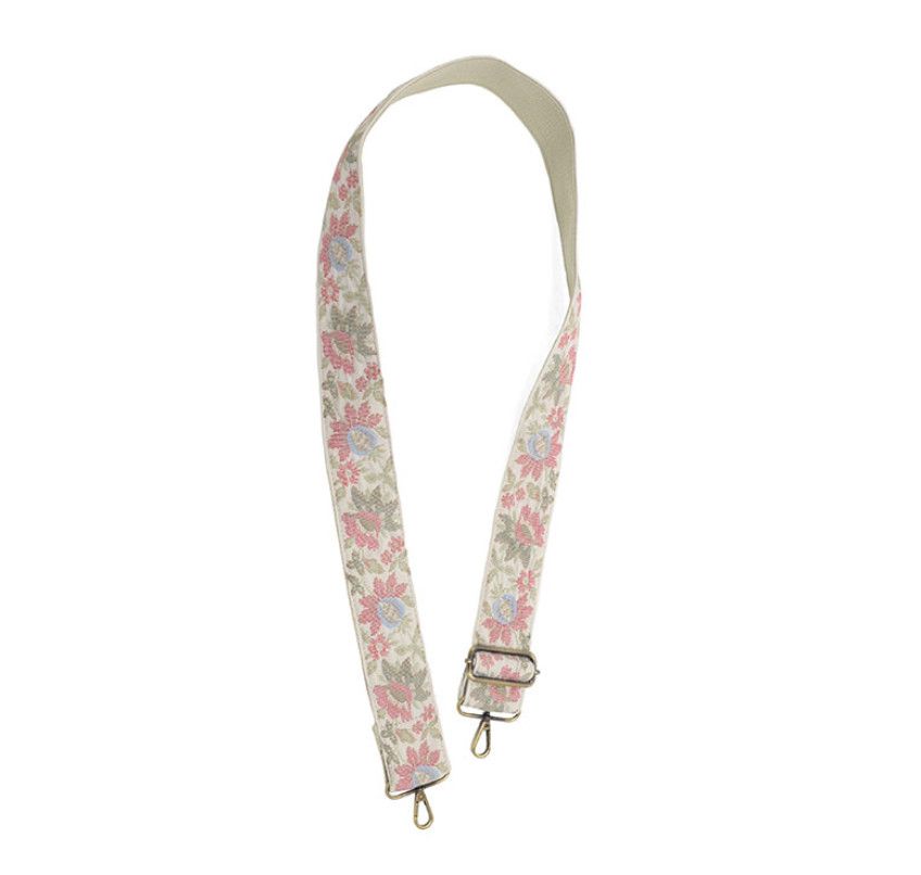 &quot;2&quot; White Multi Needle Point Floral Vine Guitar Strap