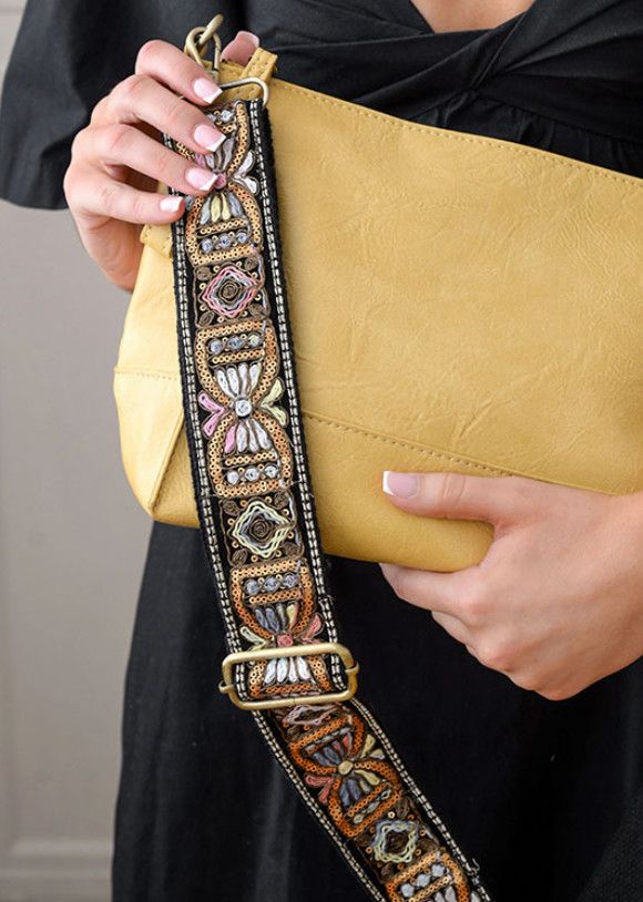 2&quot; Multi Threaded Gold Sequin Guitar Strap