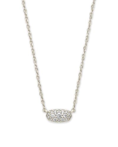 The Grayson Pendant Necklace in White Crystal, Color: Silver