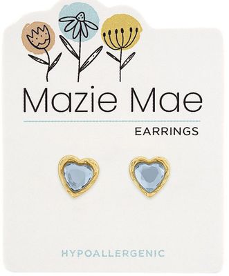 Mazie Mae Girls Earrings Gold Sapphire Resin Heart