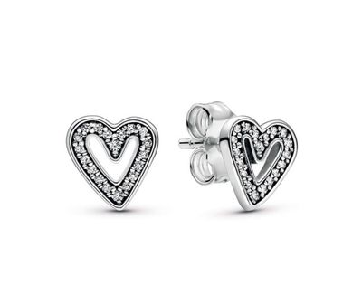 PANDORA™ Sparkling Freehand Heart Stud Earrings