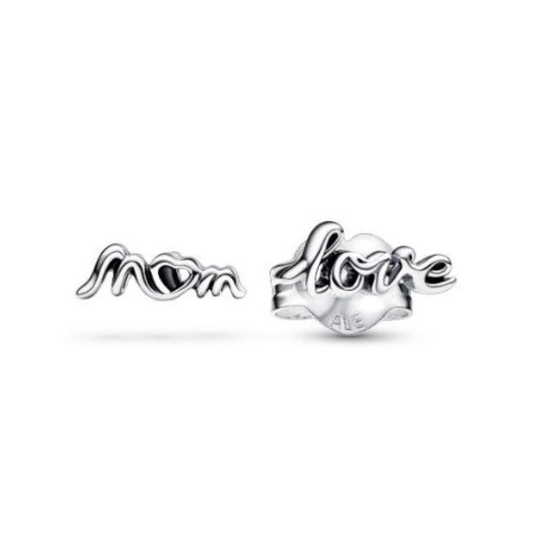 PANDORA™ Love MOM Sterling Stud Earrings