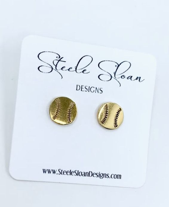 Baseball Gold Stud Earrings