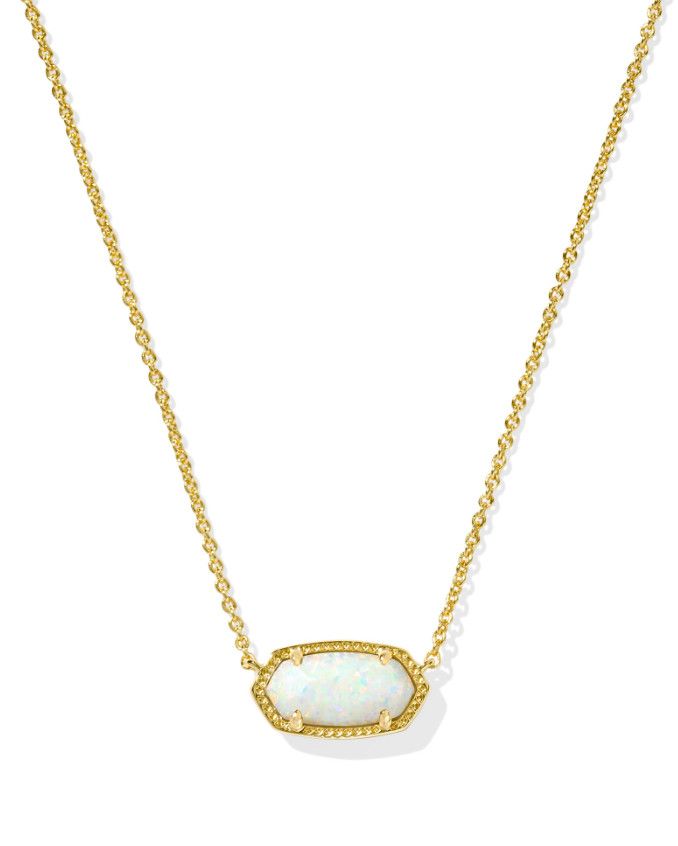 The Elisa Gold Necklace in Light Yellow Opal