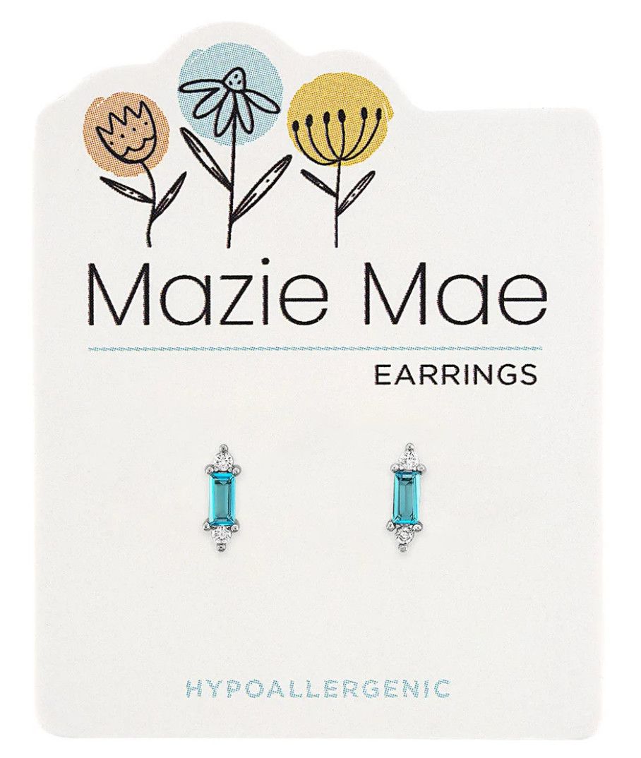Mazie Mae Silver Aquamarine Solitaire Earrings
