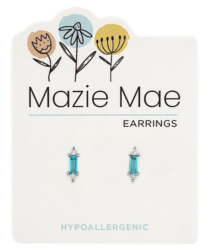 Mazie Mae Silver Aquamarine Solitaire Earrings