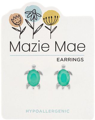 Mazie Mae Silver Pacific Opal Turtle Earrings