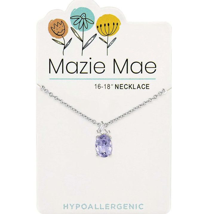 Mazie Mae Girls Necklace Silver Light Amethyst Oval Trio