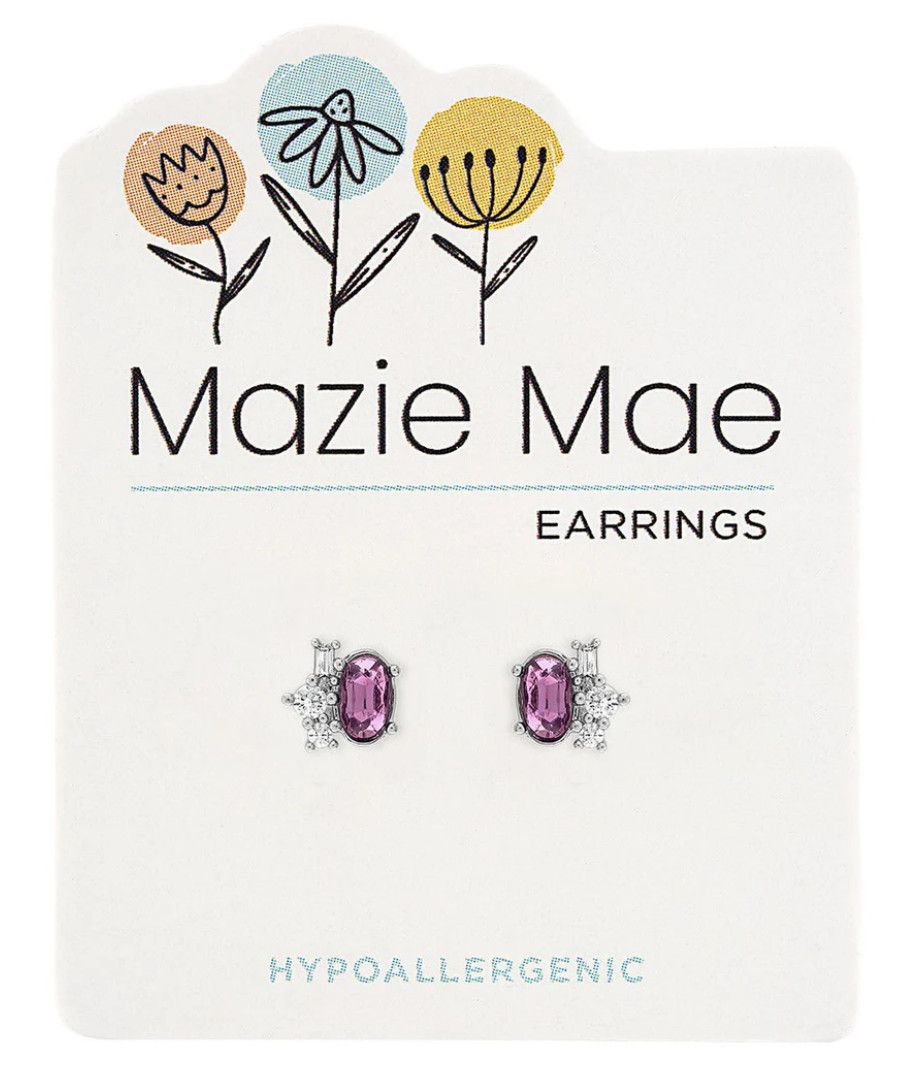 Mazie Mae Earrings | Silver Light Amethyst Oval Cluster
