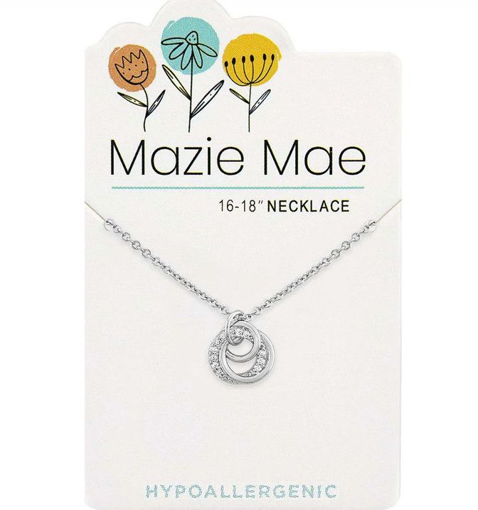 Mazie Mae Girls Necklace Silver Interlocking Circle Trio