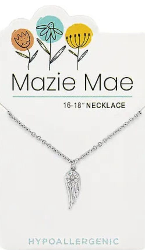Mazie Mae Girls Necklace Silver CZ Angel