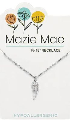 Mazie Mae Girls Necklace Silver CZ Angel