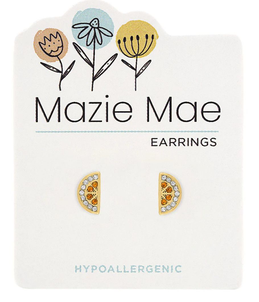 Mazie Mae Girls Earrings Gold Orange Slice
