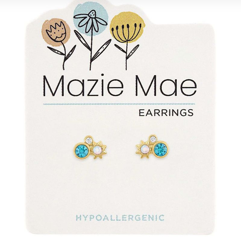 Mazie Mae Girls Earrings Gold Sun Trio