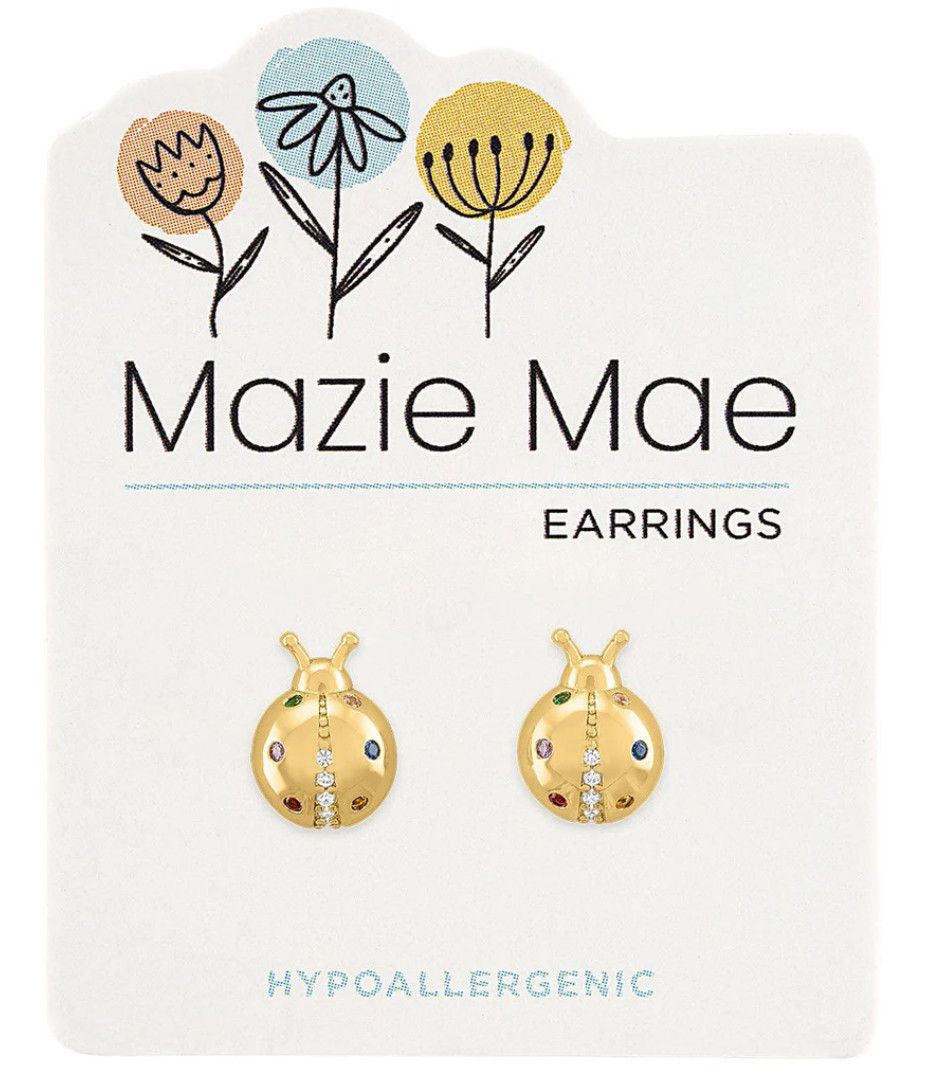 Mazie Mae Girls Earrings Gold Ladybug