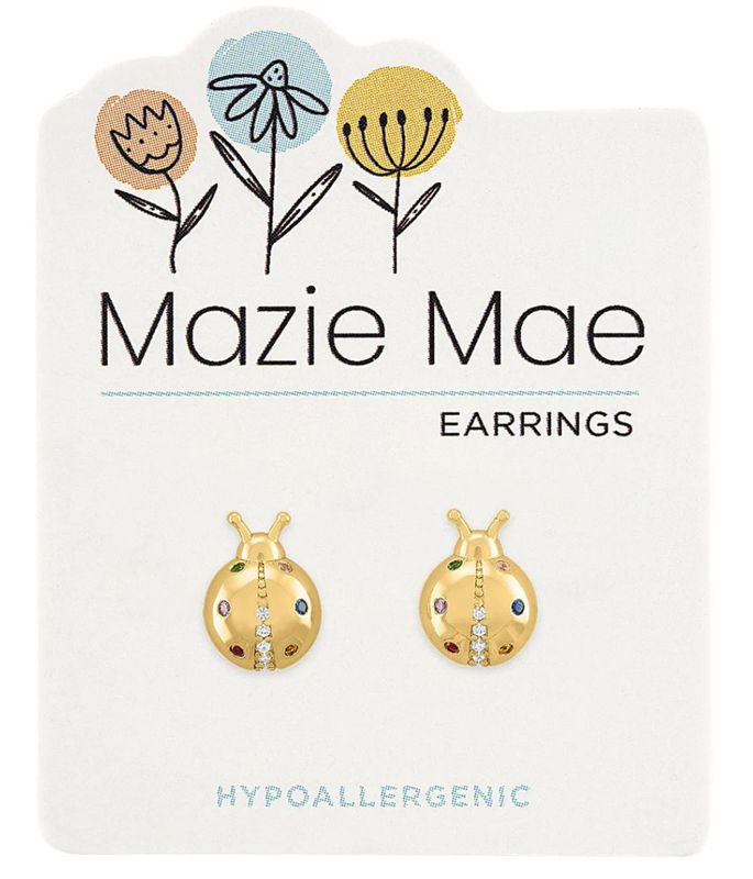 Mazie Mae Girls Earrings Gold Ladybug