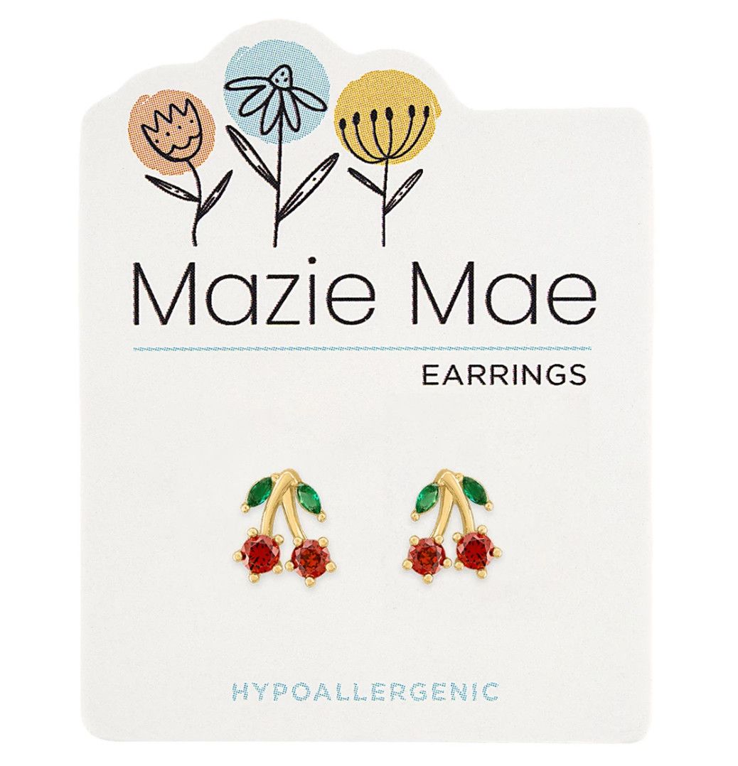 Mazie Mae Girls Earrings Gold Cherry