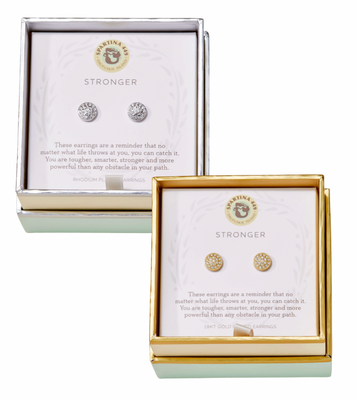 SLV Stronger/Pave Disk Stud Earrings
